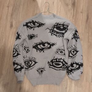 Gray Eye Pattern Sweater